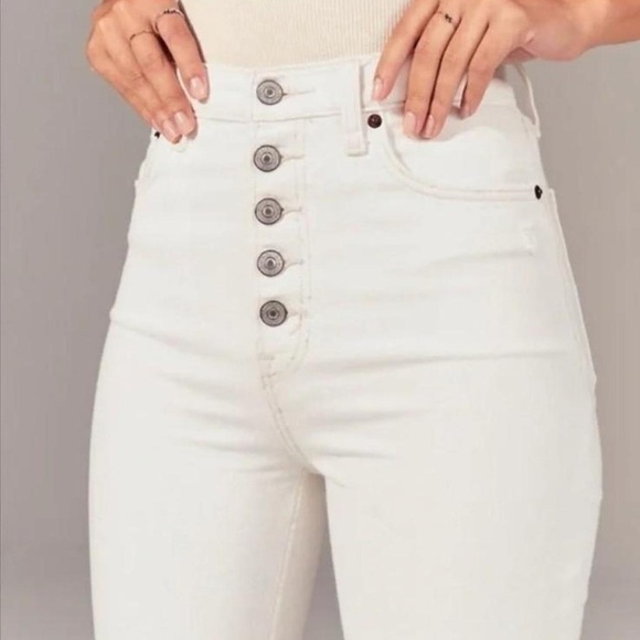 Abercrombie & Fitch The Super Skinny Ankle High Rise Jeans with Chewed Hem 27/4 - Picture 2 of 6